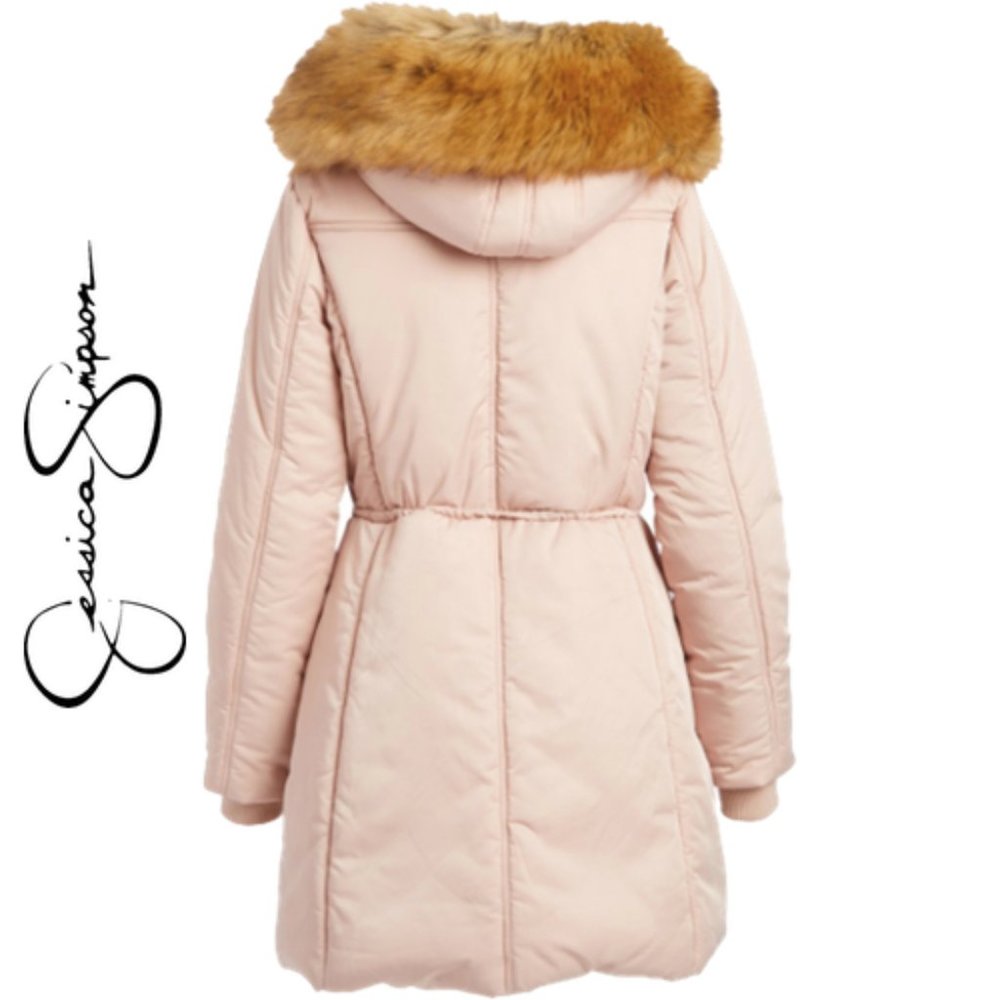 NWT JESSICA SIMPSON Blush Faux Fur Trim Co… - Picture 2 of 8